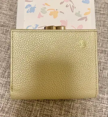 황궁 한정품 접이식 지갑 가마구치 샴페인 골드 천연 가죽