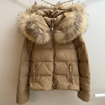 goa 퍼 포함 베이지 다운 자켓 스웨이드풍 프리 사이즈 y2k