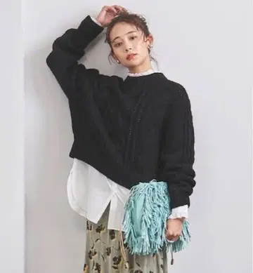 정가 19800엔 유나이티드 애로우즈 케이블 니트 울