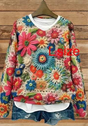 귀여운 모티브 패턴 프린트 스웨터 [미사용 새상품] L