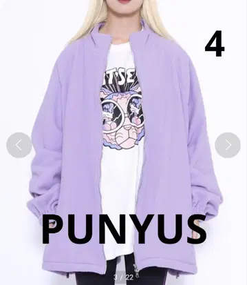 PUNYUS 오버 플리스 자켓 4 퍼플 미사용