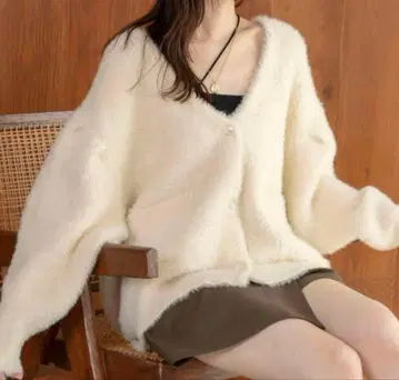 Hinari 샤기 니트 가디건