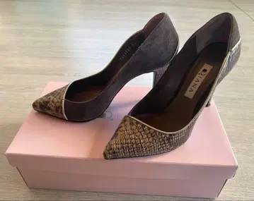 [ 새상품급 ] DIANA 브라운 스네이크 패턴 하이힐 21.5cm