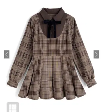 GRL 리본 포함 셔츠 도킹 체크 무늬 플리츠 미니 원피스 S