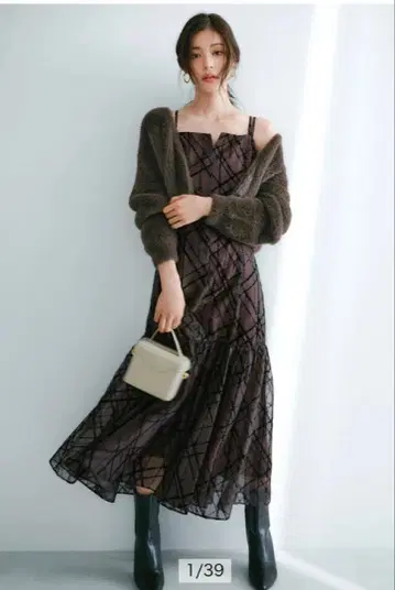 Mystrada 투톤 체크 플로키 원피스