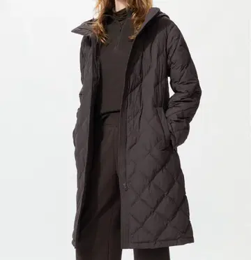 퍼프 테크 롱 코트 릴랙스 핏 다크 브라운 M 유니클로