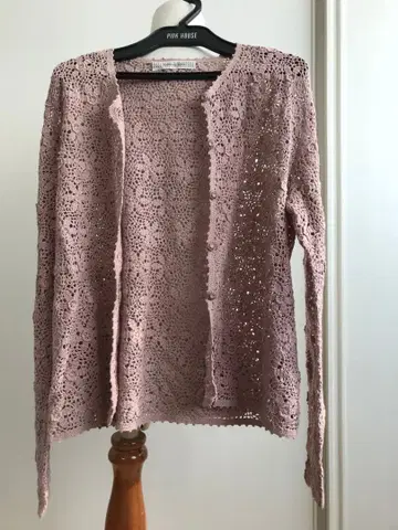 카네코 이사오 꽃 무늬 뜨개질 가디건 핑크 계열