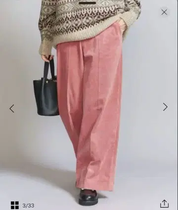 코듀로이 와이드 스트레이트 팬츠 핑크 S 사이즈