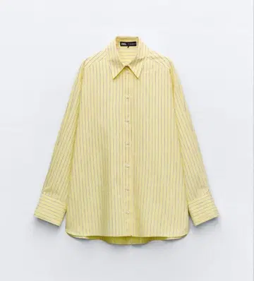 ZARA 스트라이프 긴팔 셔츠 옐로우 컬러 XL