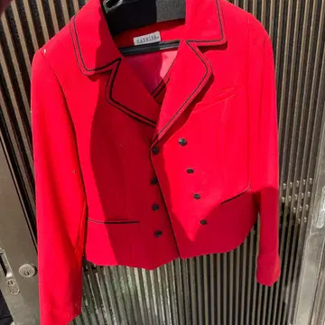 레드 더블 브레스트 테일러드 자켓 버블 레트로 쇼와