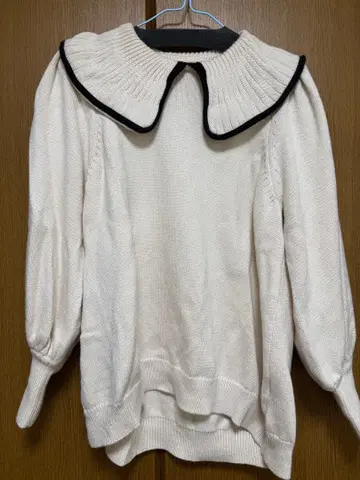 안미누 바이컬러 니트 아이보리