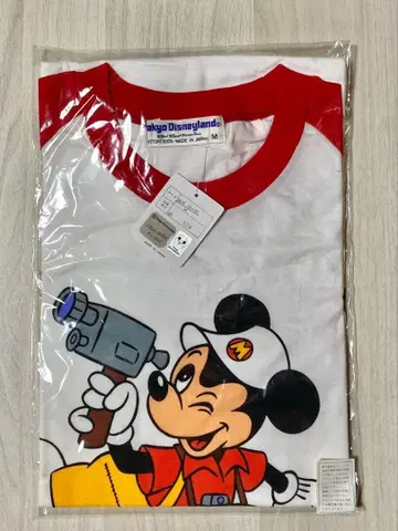 미사용 새상품 디즈니랜드 미키 래글런 티셔츠 80년대 개업 당시