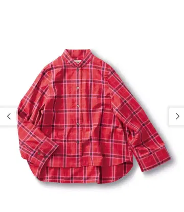 써니클라우드 빨간색 체크 무늬 밴드 카라 셔츠