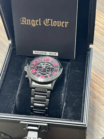 Angel Clover 크로노그래프 손목시계 블랙/핑크 레프티 새상품급