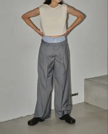 todayful Double Waist Trousers 다크 그레이