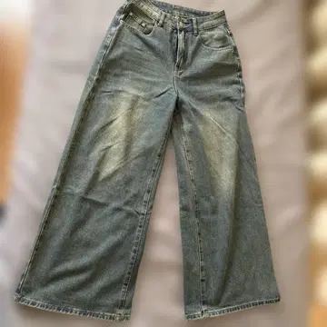 와이드 레그 데님 팬츠 연한 블루