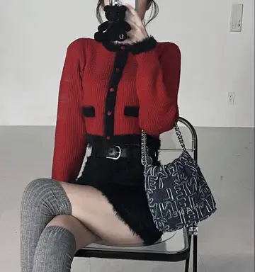 레트로 니트 가디건 (미사용 새상품) 택 포함