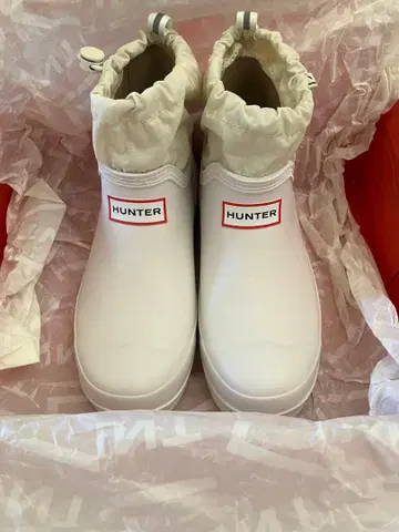 HUNTER 화이트 장화 레인부츠 화이트 위로