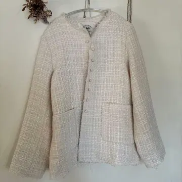 화이트 노카라 자켓 사이즈 F