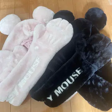 미키마우스풍 귀달린 플리스 모자 2점 세트