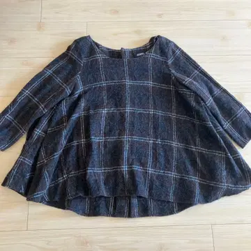 저널 울 혼방 체크 튜닉 A라인 블라우스 니트 luxe