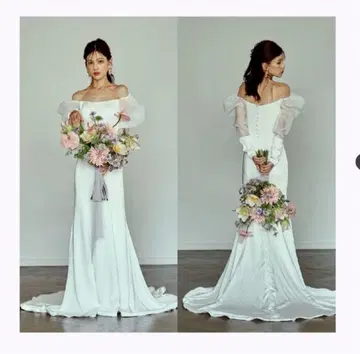 화이트 웨딩 드레스 오프숄더