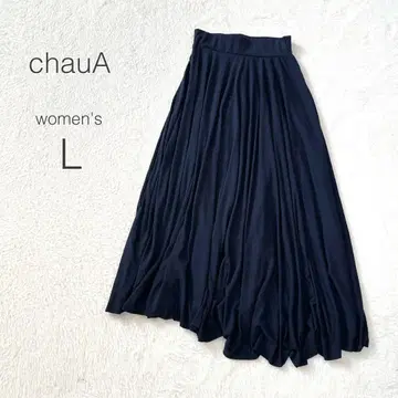 [차우어] 어시멘틀리 롱 스커트 허리밴딩 면 혼방 심플 네이비 M