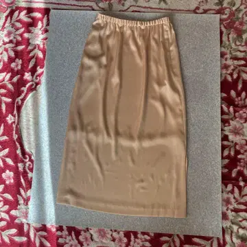 NATURALBEUTYBASIC 광택 있는 베이지 롱 스커트 (새상품)