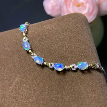 천연 오팔 팔찌 S925 은 고급 주얼리