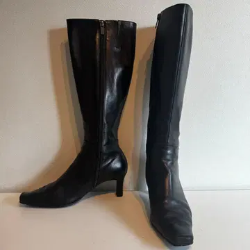 새상품급! 23구 롱 부츠 블랙 사이즈 24.5cm 천연 가죽