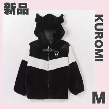 새상품 [ M ] 산리오 KUROMI 배색 절개 인조 모피 점퍼