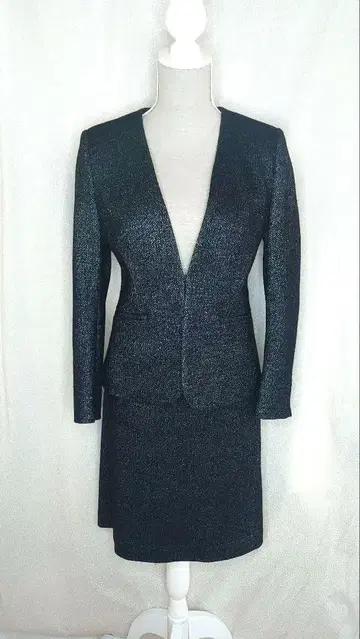 라메 믹스 블랙 스커트 셋업