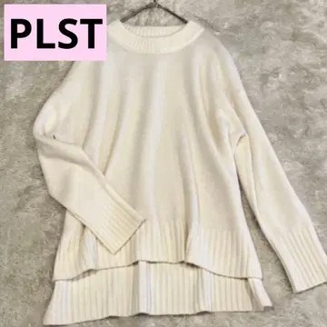 컨디션 최상 PLST 프레셔스 울 크루넥 스웨터 화이트 모 100%