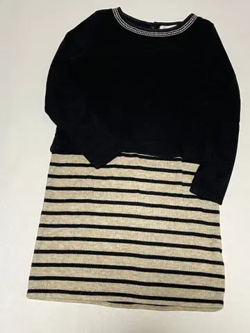 컨디션 최상 grove 그로브 무릎 기장 원피스 보더 스커트 깔끔한