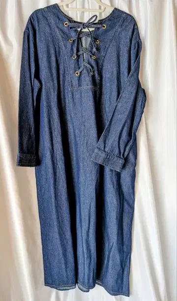 [ 새상품급 ] un dix cors 인디고 롱 원피스 앤디콜