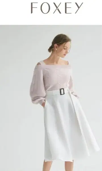 ADEAM 오프숄더 캐시미어 니트 핑크