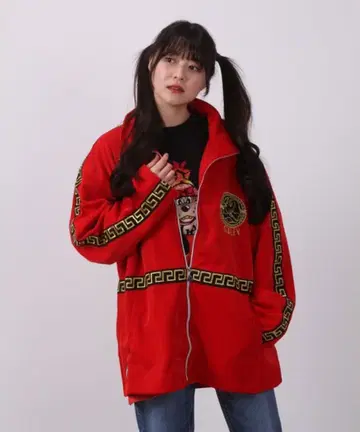 갈피 저지 셋업 레드 골드