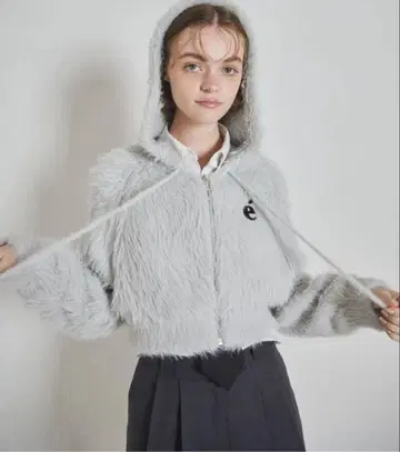 epine shaggy knit hoodie gray