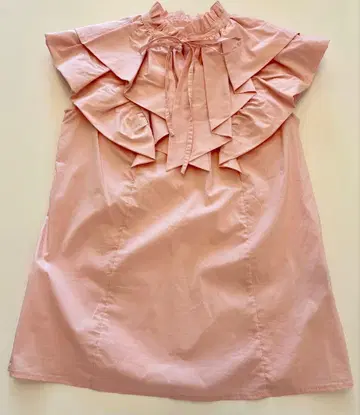 미사용 JUSGUITTY 핑크 프릴 슬리브리스 셔츠 저스길리티