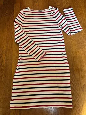 Tommy HILFIGER 보더 무늬 코튼 원피스 화이트