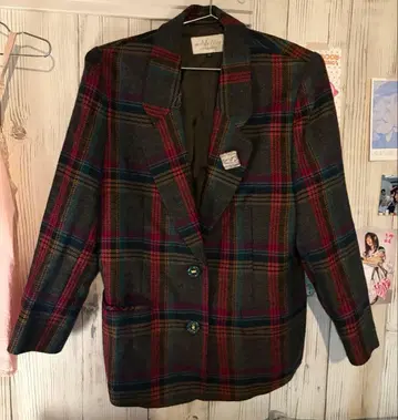 구제 의류 체크 자켓 레트로 빈티지