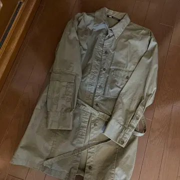ZARA 올리브 그린 긴팔 셔츠 원피스 L