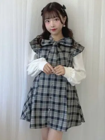 evelyn 체크 무늬 프릴 셋업