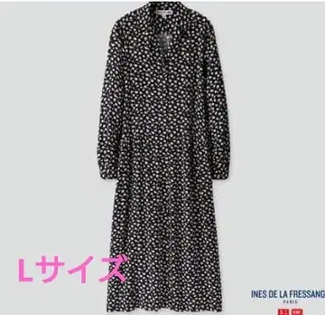 [ 새상품 ] 유니클로 이네스 레이온 프린트 셔츠 원피스 L 사이즈