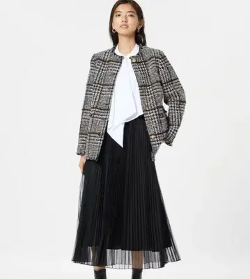 플라스테 노카라 트위드 자켓