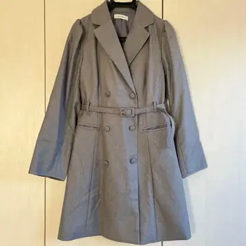 RANDA 그레이 더블 브레스트 트렌치코트