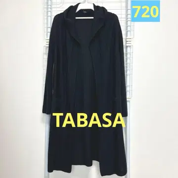TABASA BX 울 후드 부착 롱 가디건