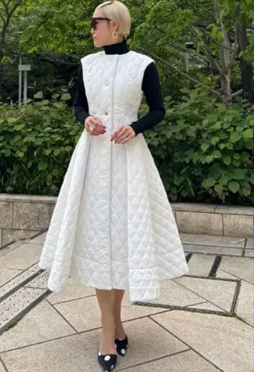 JENNE 2WAY 기능 면 퀼팅 베스트 원피스 제뉴