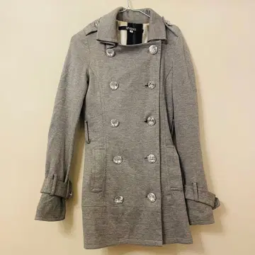 그레이 더블 브레스트 피 코트