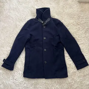 TOMMY HILFIGER 네이비 울 혼방 피 코트 M